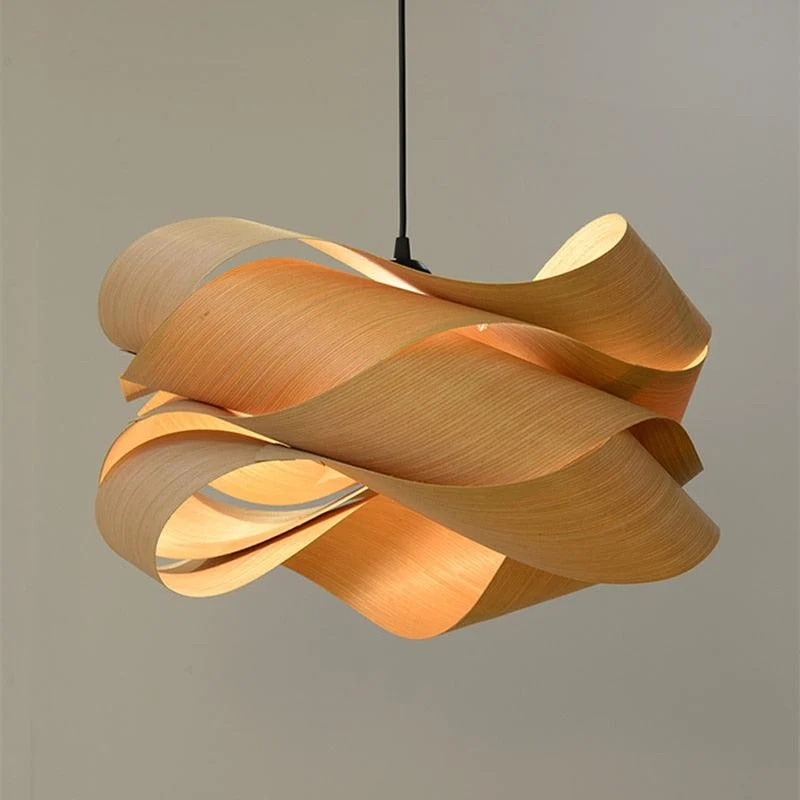 Modern Shaved Wood Pendant Lights -Bathlova