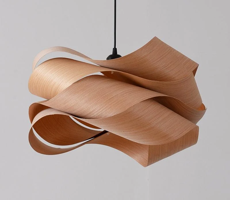 Modern Shaved Wood Pendant Lights -Bathlova