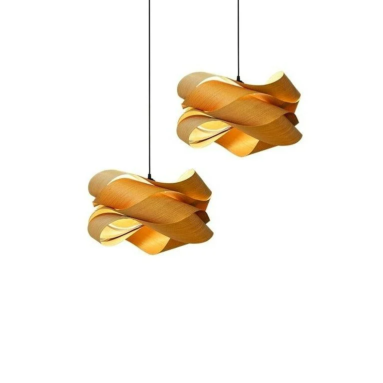 Modern Shaved Wood Pendant Lights -Bathlova