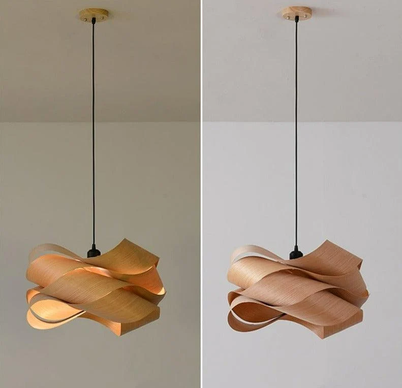 Modern Shaved Wood Pendant Lights -Bathlova