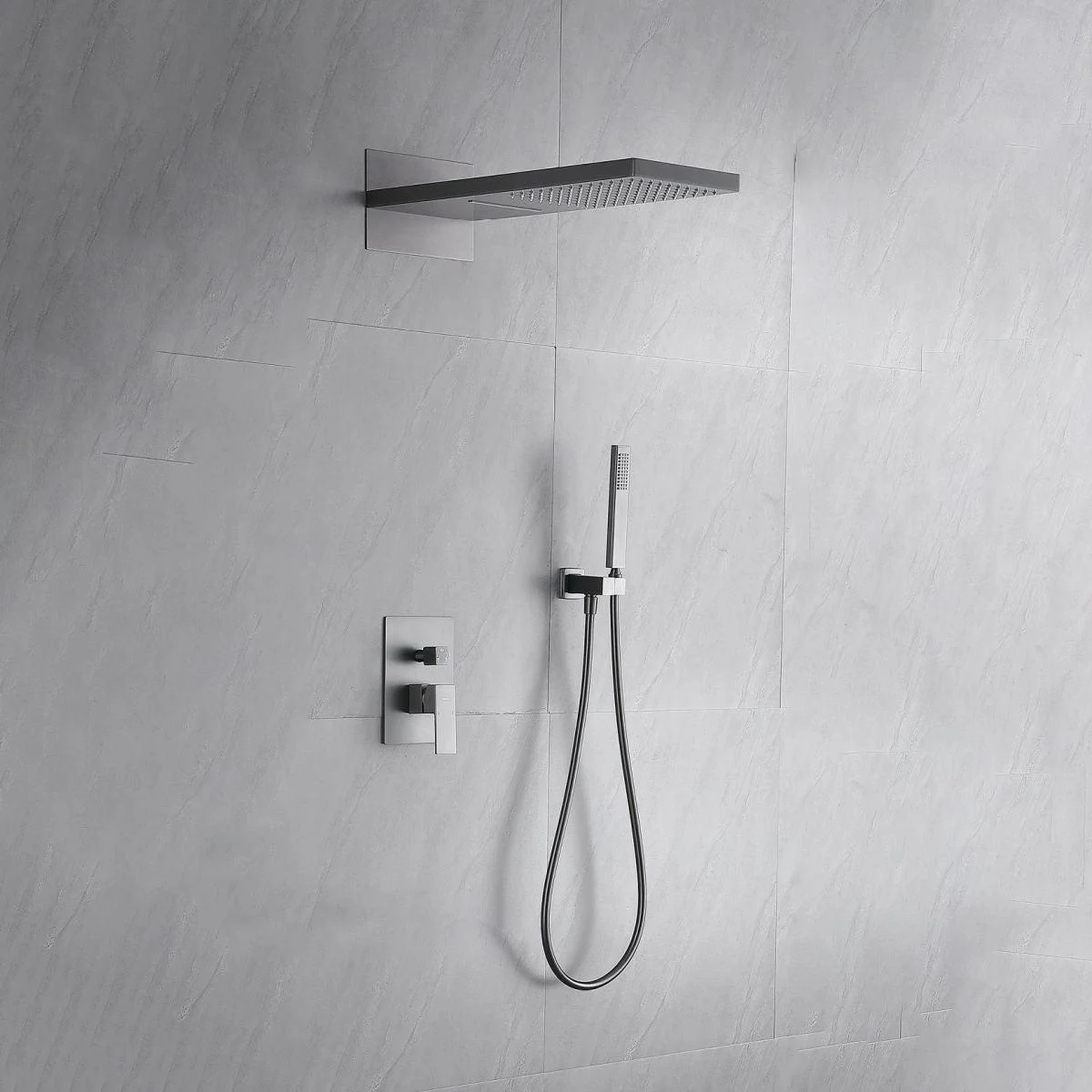 Modern Shower Combo Brass Handheld Shower Head Valve Included Shower Trim -Bathlova