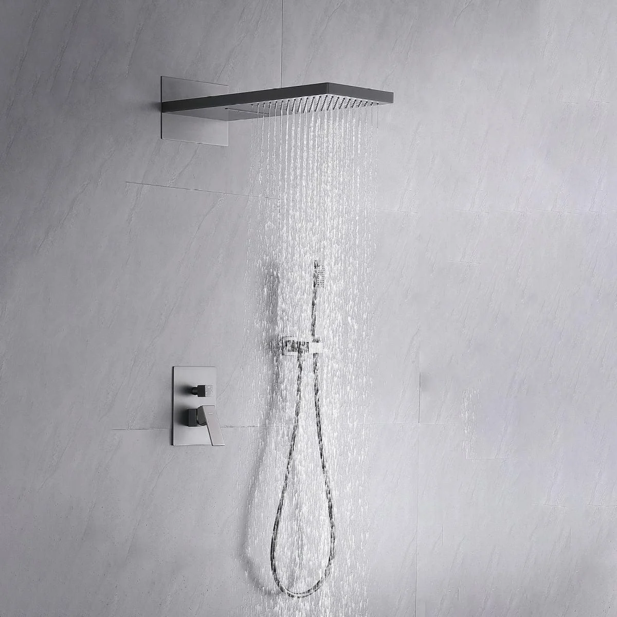 Modern Shower Combo Brass Handheld Shower Head Valve Included Shower Trim -Bathlova