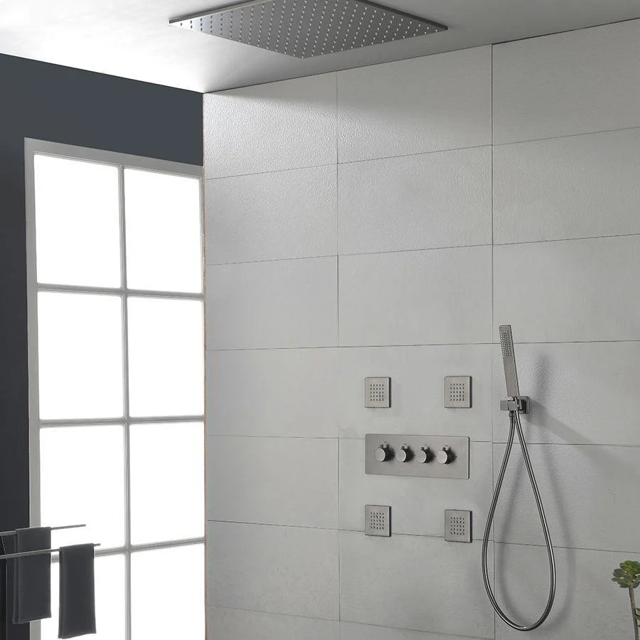 Modern Shower Combo Brass Slide Bar Included Ceiling Mounted Shower System -Bathlova