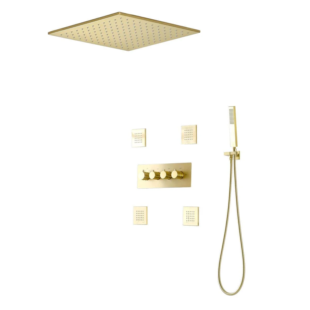 Modern Shower Combo Brass Slide Bar Included Ceiling Mounted Shower System -Bathlova