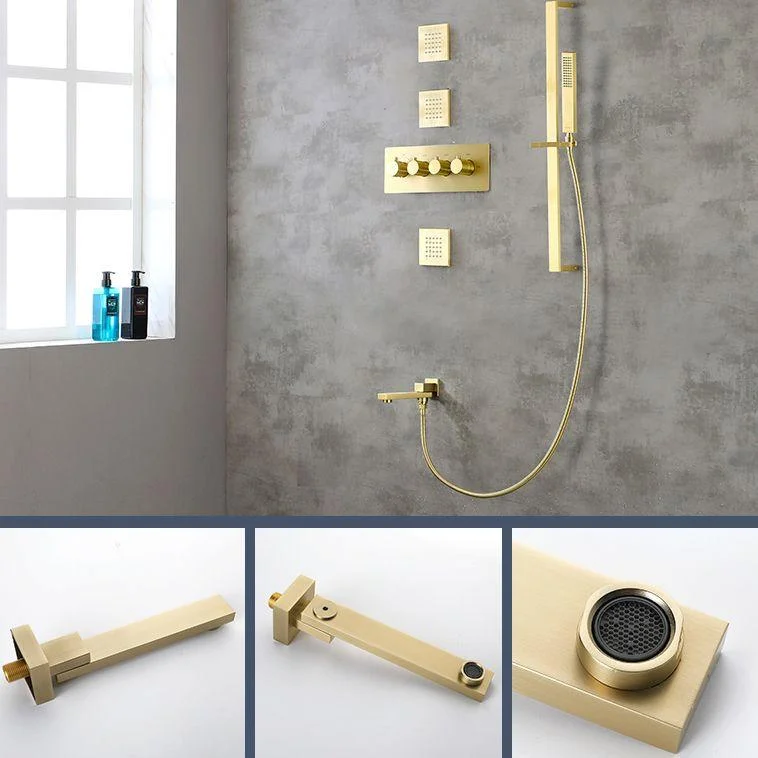 Modern Shower Combo Brass Slide Bar Included Ceiling Mounted Shower System -Bathlova