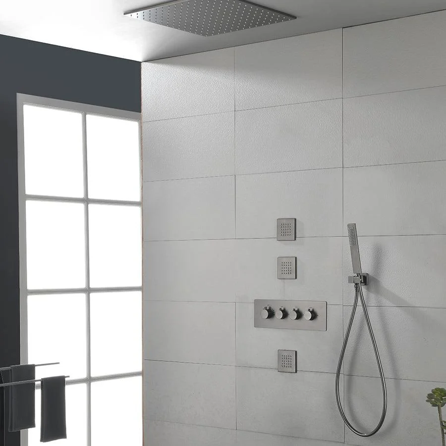 Modern Shower Combo Brass Slide Bar Included Ceiling Mounted Shower System -Bathlova