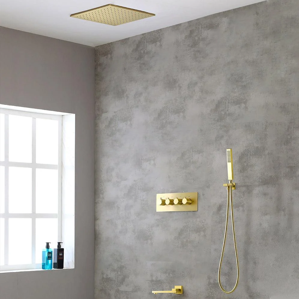 Modern Shower Combo Brass Slide Bar Included Ceiling Mounted Shower System -Bathlova