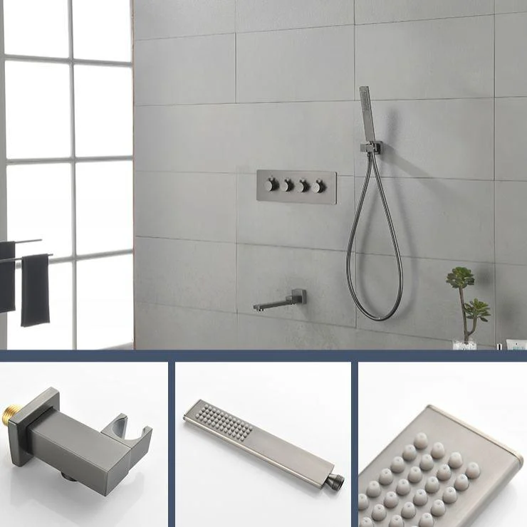 Modern Shower Combo Brass Slide Bar Included Ceiling Mounted Shower System -Bathlova