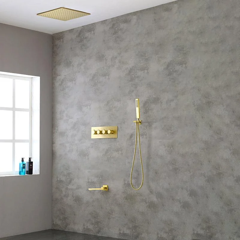 Modern Shower Combo Brass Slide Bar Included Ceiling Mounted Shower System -Bathlova