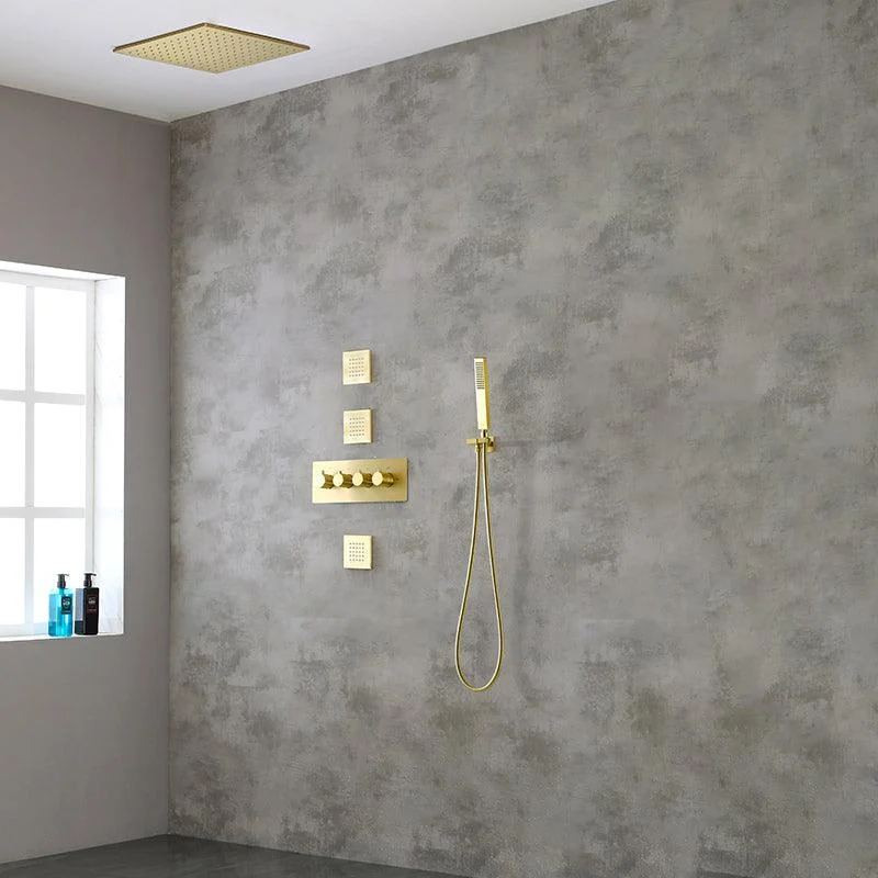 Modern Shower Combo Brass Slide Bar Included Ceiling Mounted Shower System -Bathlova