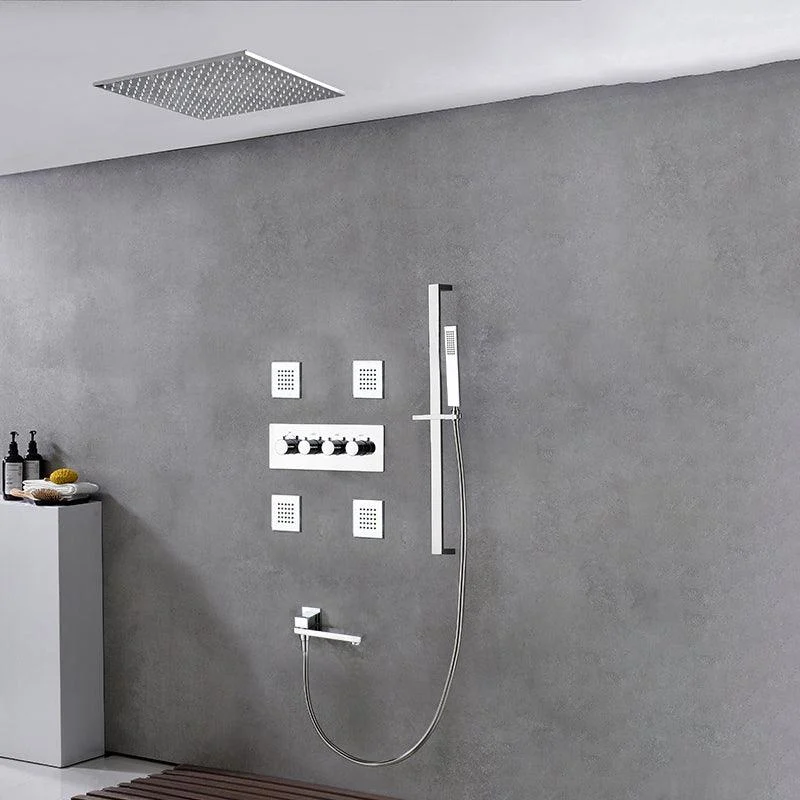 Modern Shower Combo Brass Slide Bar Included Ceiling Mounted Shower System -Bathlova