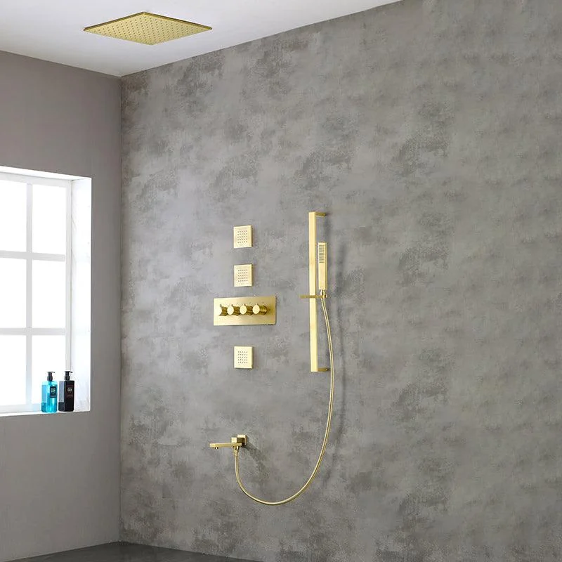 Modern Shower Combo Brass Slide Bar Included Ceiling Mounted Shower System -Bathlova