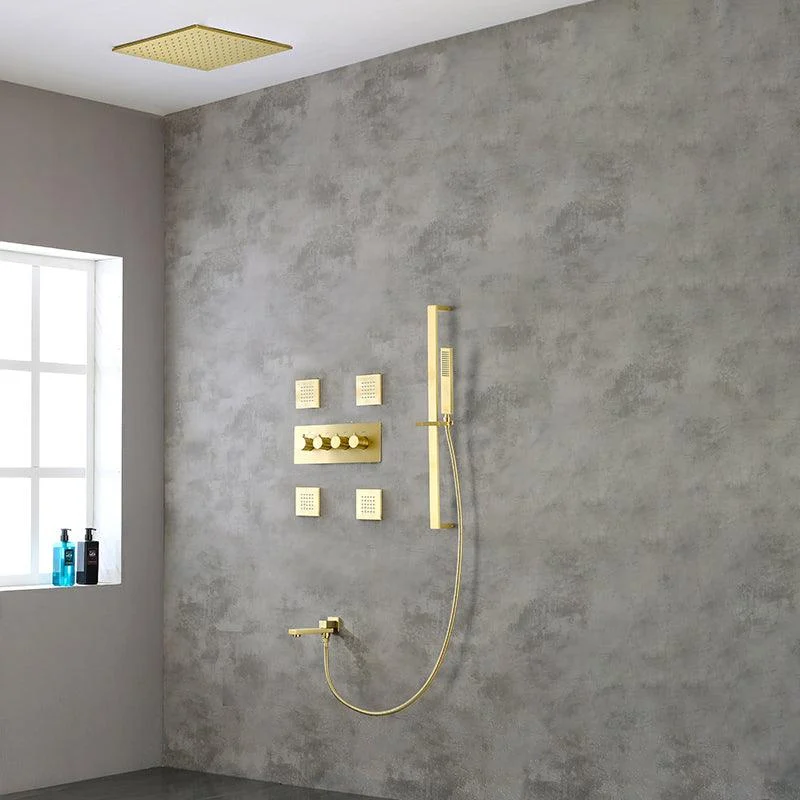 Modern Shower Combo Brass Slide Bar Included Ceiling Mounted Shower System -Bathlova