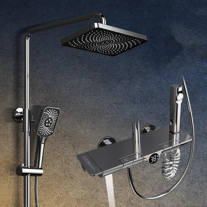 Modern Shower Head Combo Brass Adjustable Spray Pattern Shower System -Bathlova