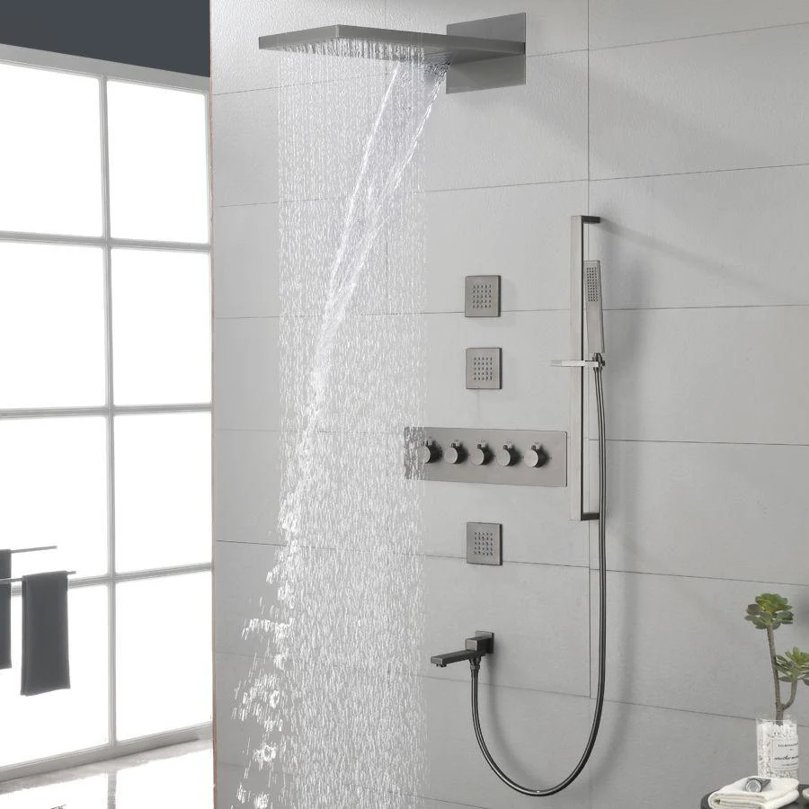 Modern Shower Head Combo Brass Slide Bar Included Wall Mounted Shower System -Bathlova