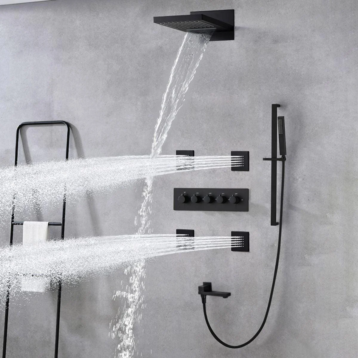 Modern Shower Head Combo Brass Slide Bar Included Wall Mounted Shower System -Bathlova