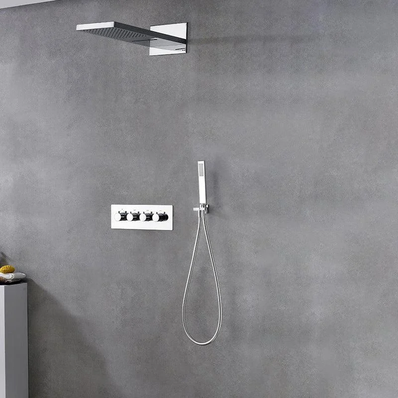 Modern Shower Head Combo Brass Slide Bar Included Wall Mounted Shower System -Bathlova