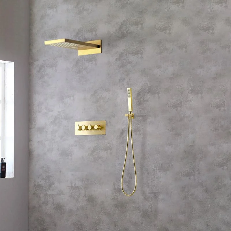 Modern Shower Head Combo Brass Slide Bar Included Wall Mounted Shower System -Bathlova