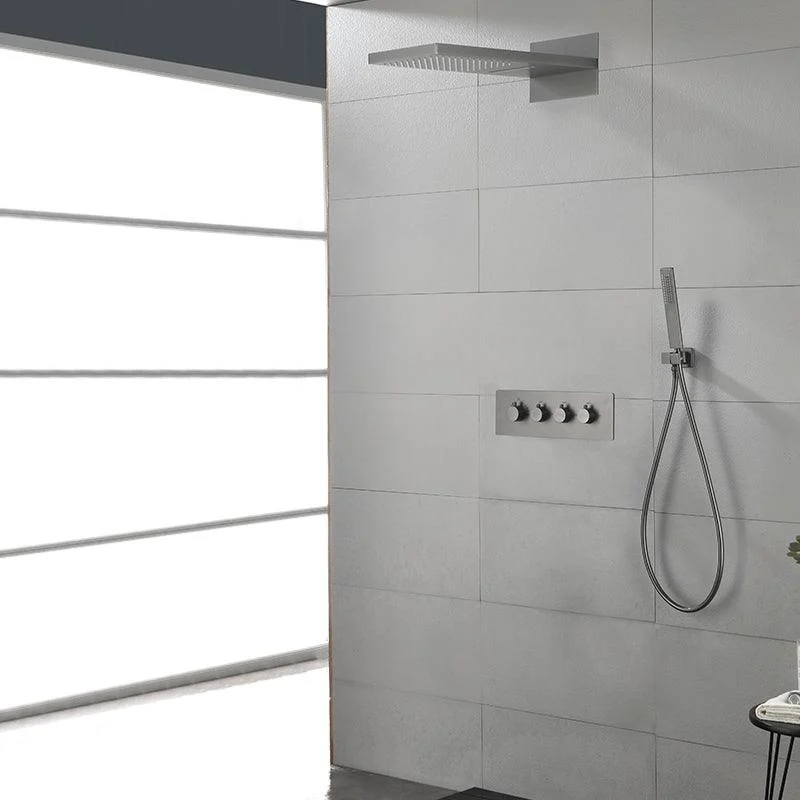 Modern Shower Head Combo Brass Slide Bar Included Wall Mounted Shower System -Bathlova