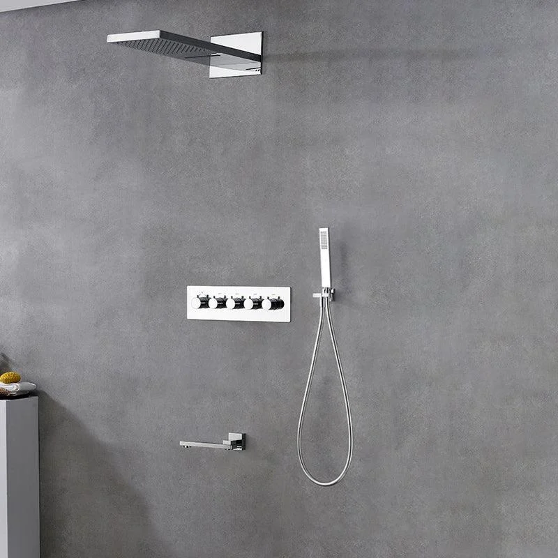 Modern Shower Head Combo Brass Slide Bar Included Wall Mounted Shower System -Bathlova