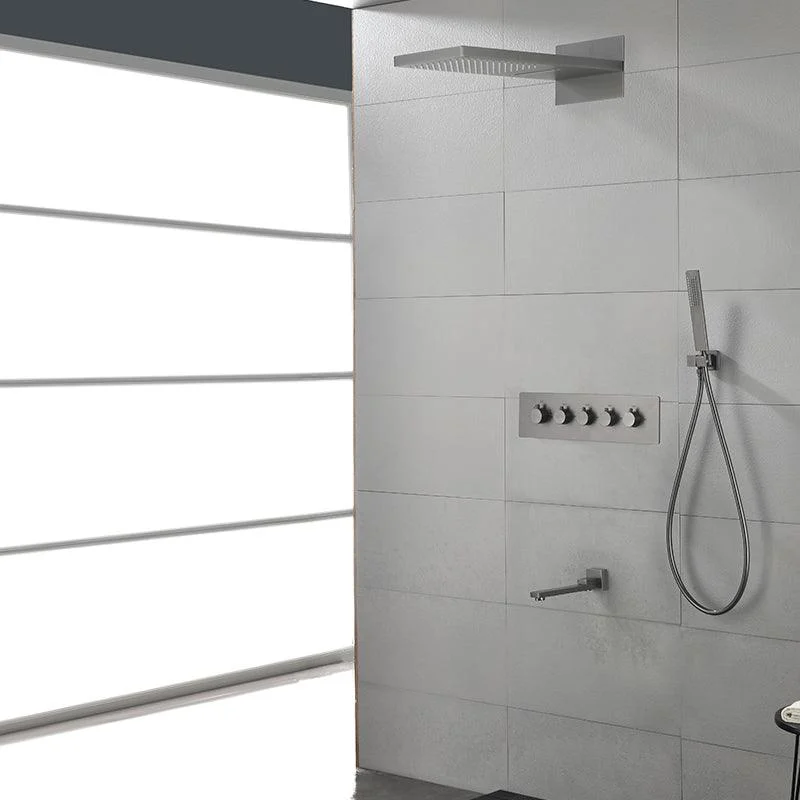 Modern Shower Head Combo Brass Slide Bar Included Wall Mounted Shower System -Bathlova