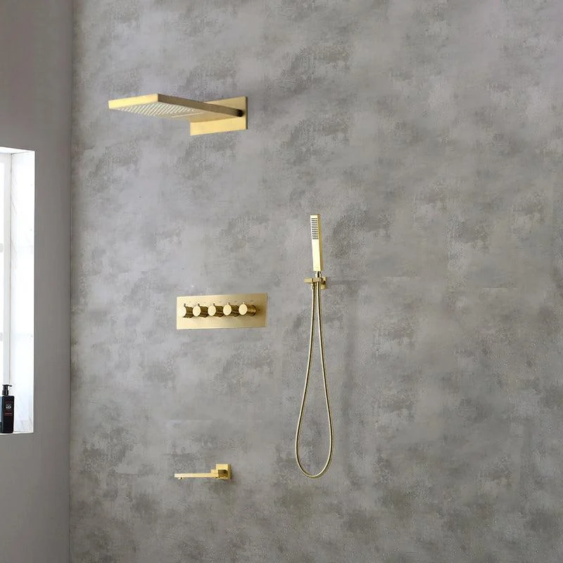 Modern Shower Head Combo Brass Slide Bar Included Wall Mounted Shower System -Bathlova