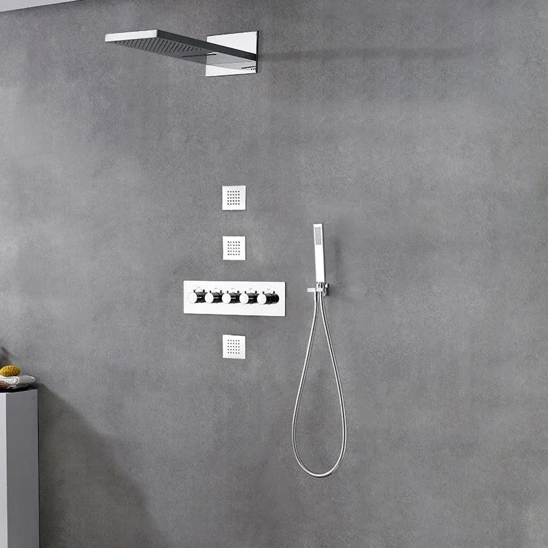 Modern Shower Head Combo Brass Slide Bar Included Wall Mounted Shower System -Bathlova