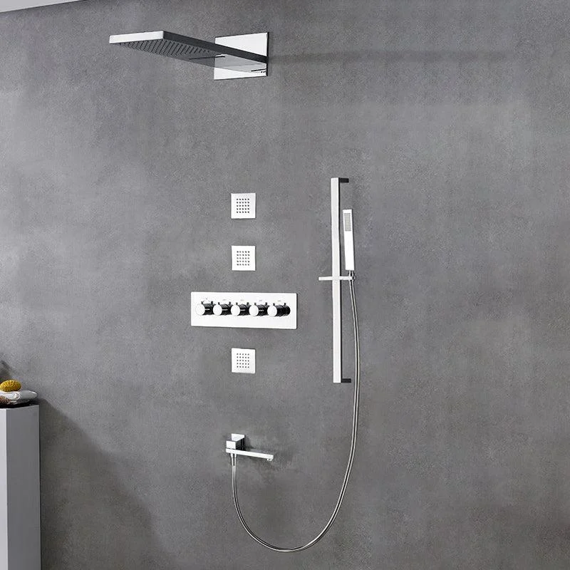 Modern Shower Head Combo Brass Slide Bar Included Wall Mounted Shower System -Bathlova