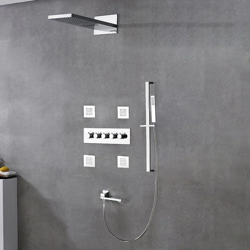 Modern Shower Head Combo Brass Slide Bar Included Wall Mounted Shower System -Bathlova