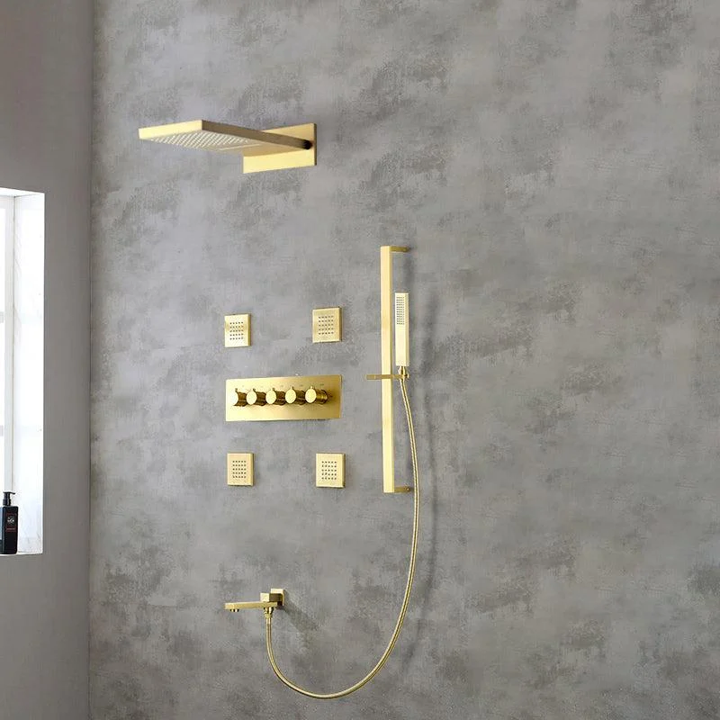 Modern Shower Head Combo Brass Slide Bar Included Wall Mounted Shower System -Bathlova