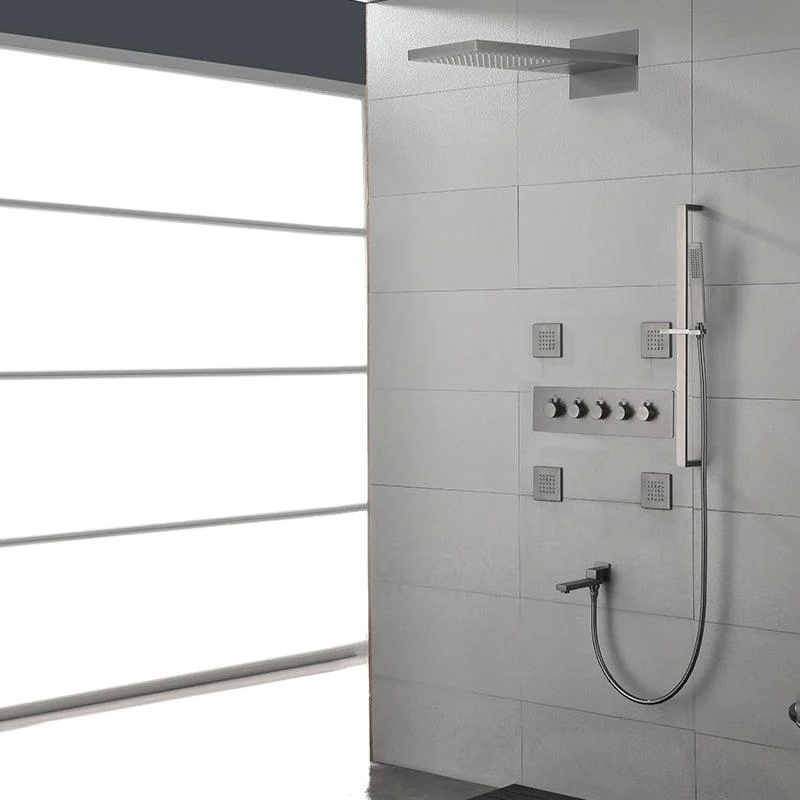 Modern Shower Head Combo Brass Slide Bar Included Wall Mounted Shower System -Bathlova