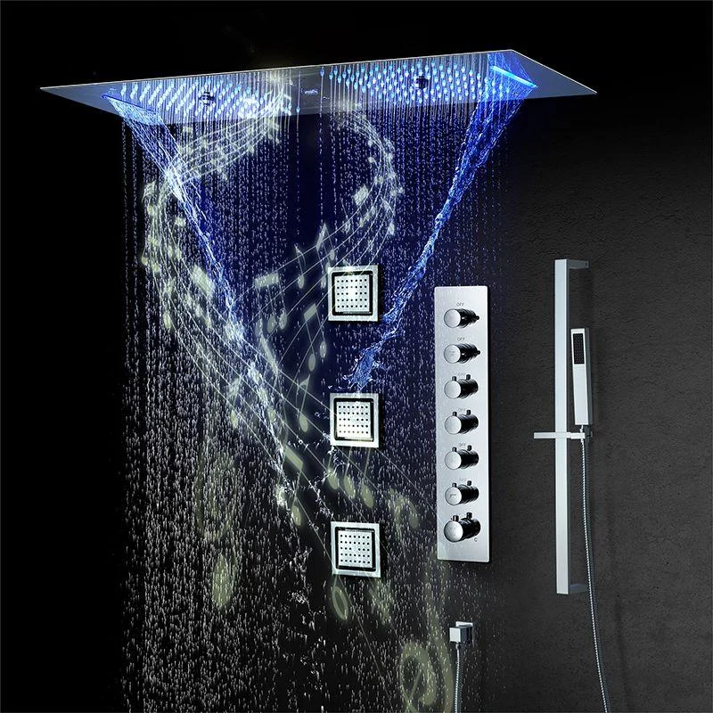 Modern Shower Head Combo Brass Temperature Control with Body Jets Shower System -Bathlova