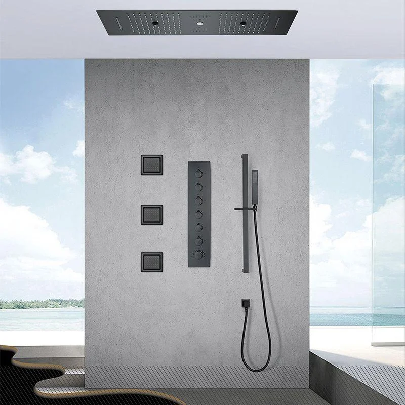 Modern Shower Head Combo Brass Temperature Control with Body Jets Shower System -Bathlova