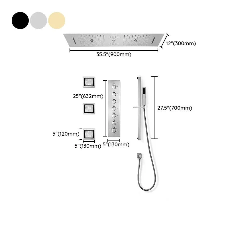 Modern Shower Head Combo Brass Temperature Control with Body Jets Shower System -Bathlova