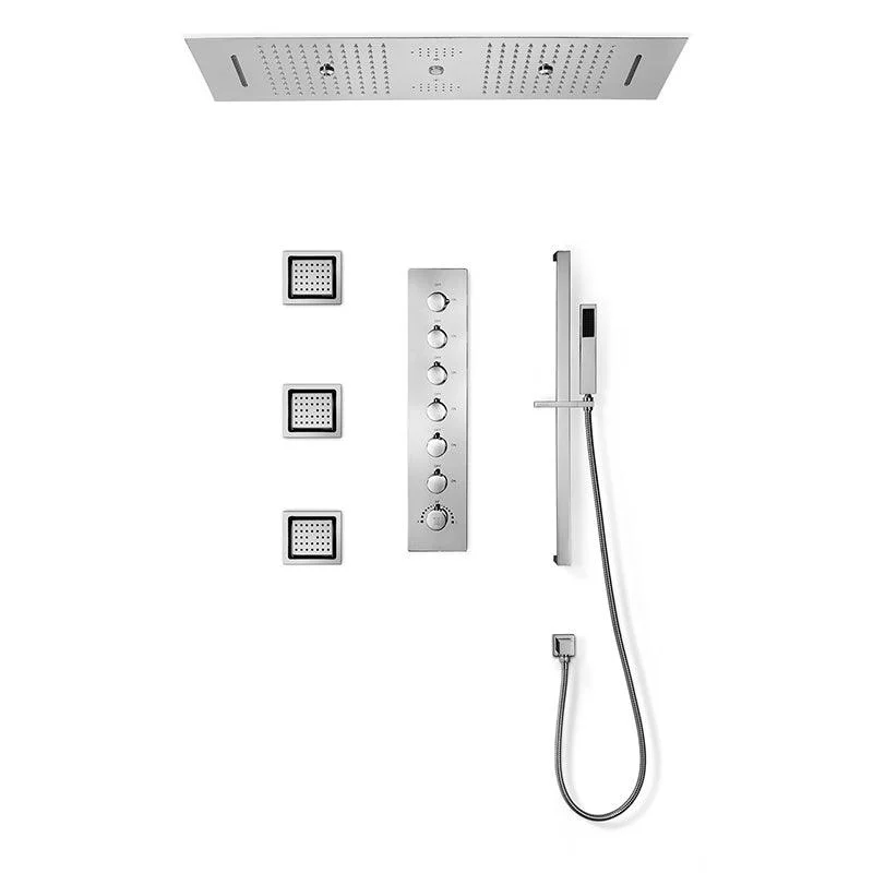 Modern Shower Head Combo Brass Temperature Control with Body Jets Shower System -Bathlova