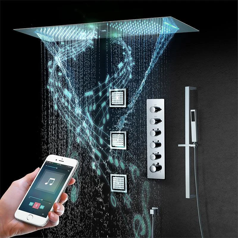 Modern Shower Head Combo Brass Temperature Control with Body Jets Shower System -Bathlova