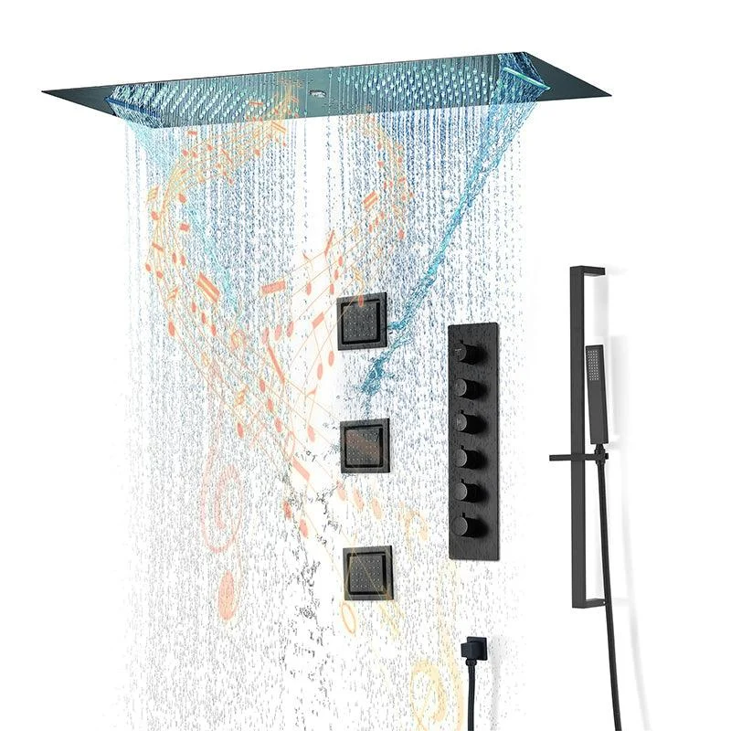 Modern Shower Head Combo Brass Temperature Control with Body Jets Shower System -Bathlova