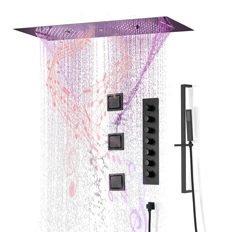 Modern Shower Head Combo Brass Temperature Control with Body Jets Shower System -Bathlova