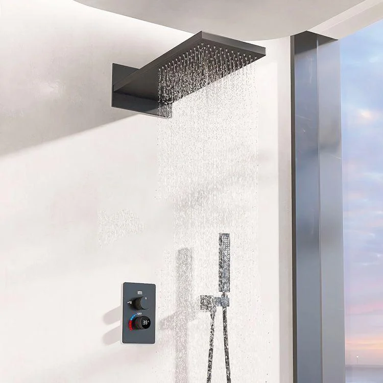 Modern Shower Head Combo Brass Wall Mounted Temperature Control Shower Set -Bathlova