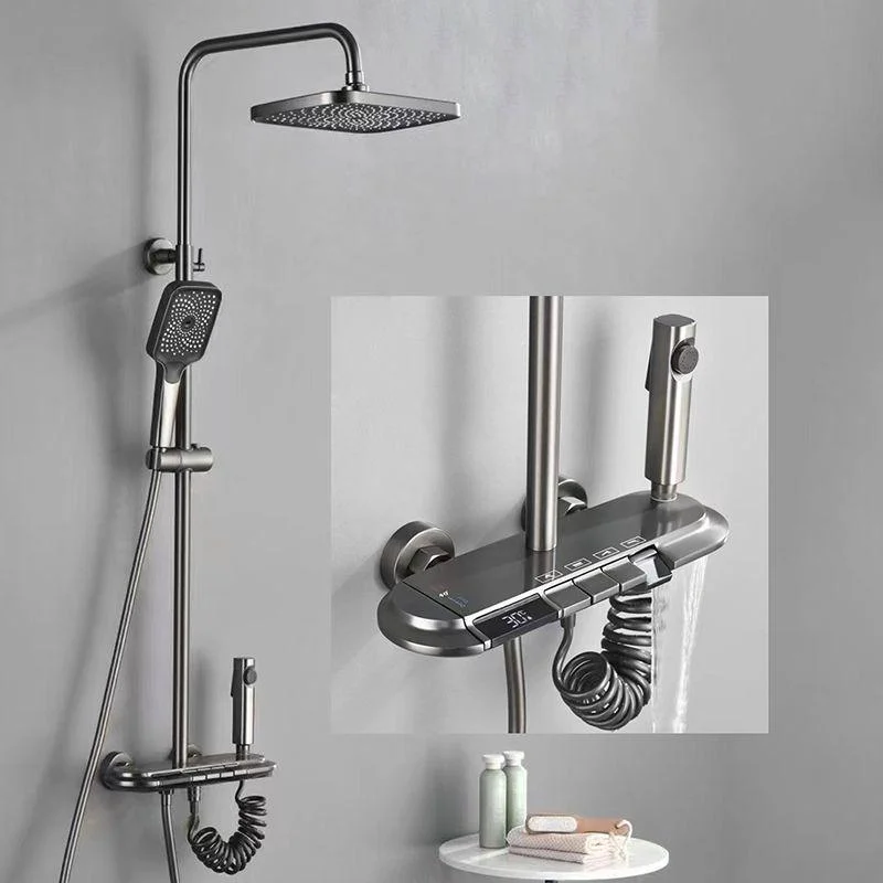 Modern Shower Set Brass Adjustable Spray Pattern Wall Mounted Shower Combo -Bathlova