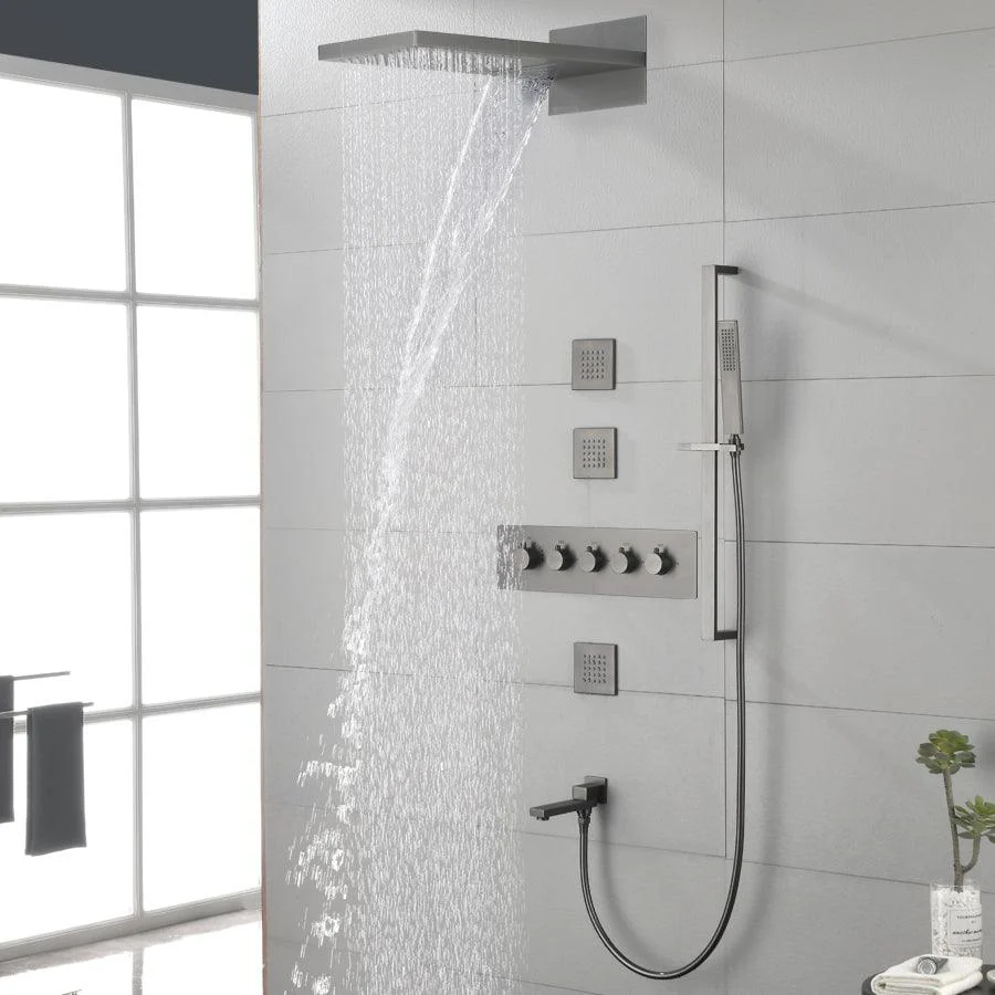 Modern Shower Set Brass Body Jets Adjustable Shower Head Wall Mounted Shower System -Bathlova