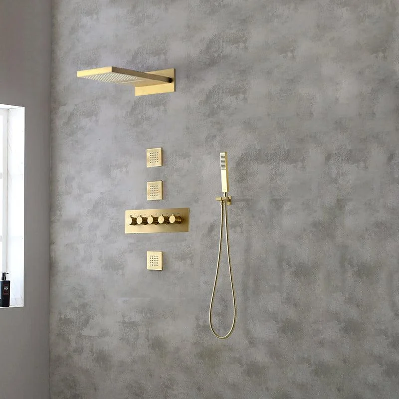 Modern Shower Set Brass Body Jets Adjustable Shower Head Wall Mounted Shower System -Bathlova