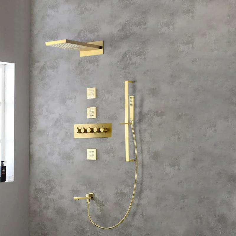 Modern Shower Set Brass Body Jets Adjustable Shower Head Wall Mounted Shower System -Bathlova