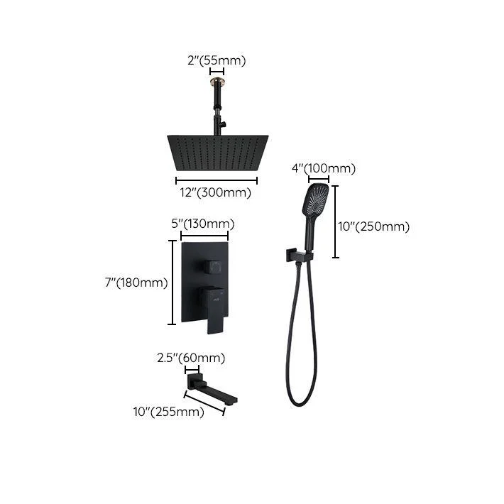 Modern Shower Set Brass Square Temperature Control Shower System -Bathlova