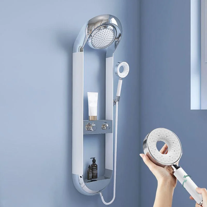 Modern Shower Set Dual Shower Head Slide Bar Thermostatic Wall Mounted Shower System -Bathlova