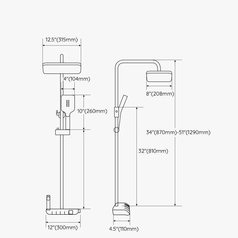 Modern Shower Set Handheld Shower Head Slide Bar Wall Mounted Shower System -Bathlova