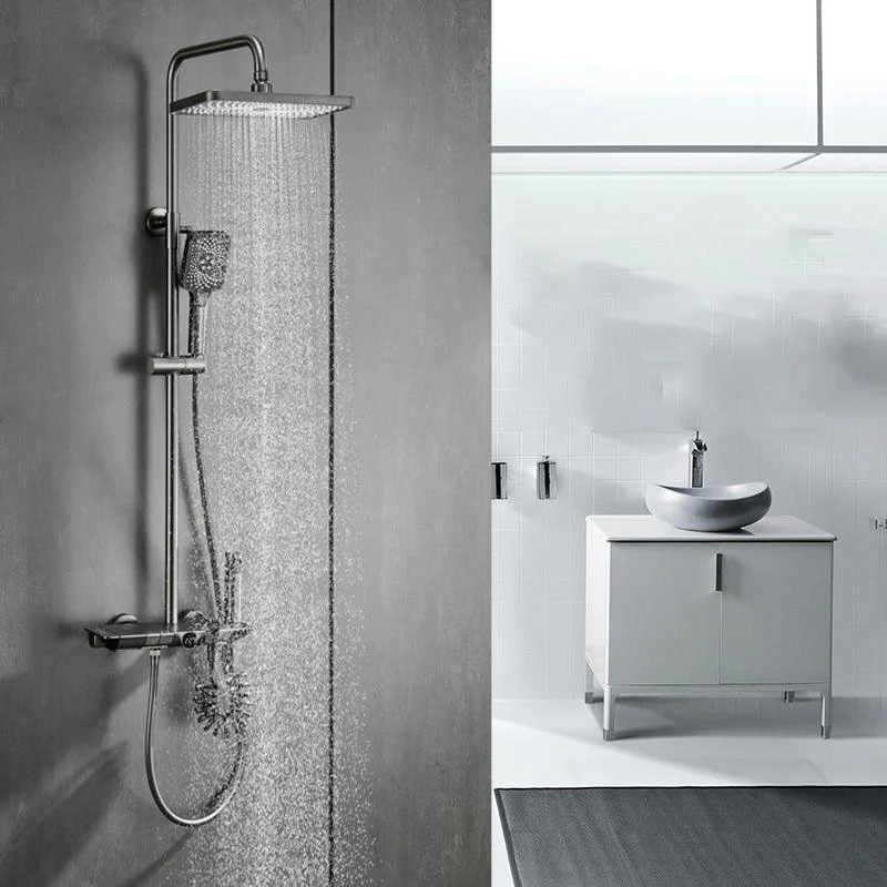 Modern Shower Set Slide Bar Dual Shower Head Thermostatic Wall Mounted Shower System -Bathlova