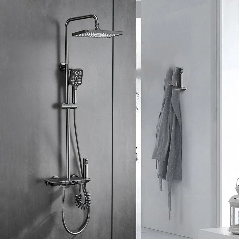 Modern Shower Set Slide Bar Dual Shower Head Thermostatic Wall Mounted Shower System -Bathlova