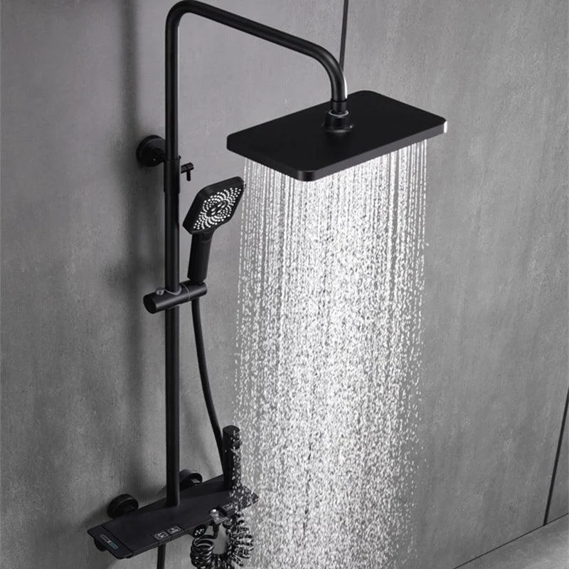 Modern Shower Set Slide Bar Dual Shower Head Thermostatic Wall Mounted Shower System -Bathlova