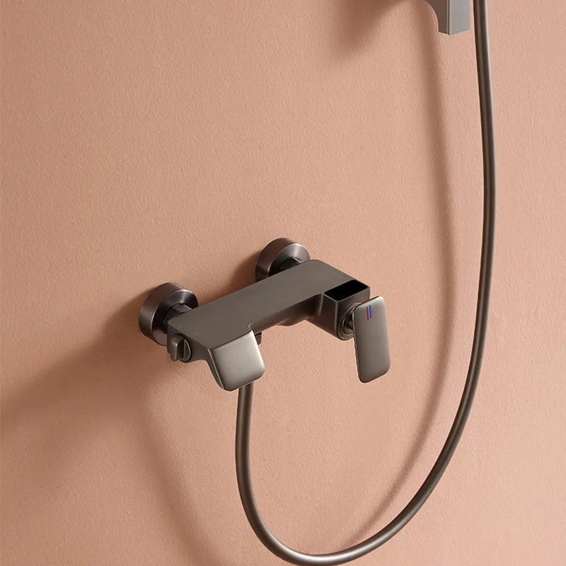 Modern Shower Set Solid Color Wall Mounted Slide Bar Included Shower Combo -Bathlova